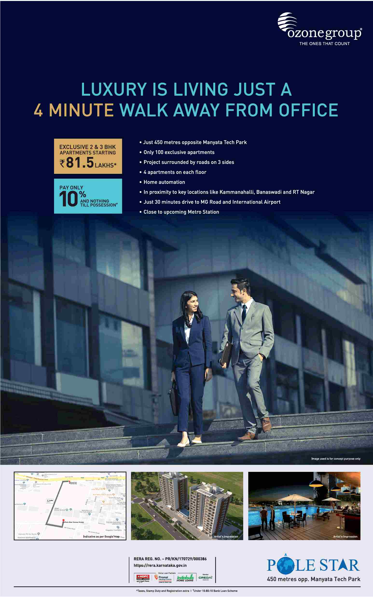 Book exclusive 2 & 3 BHK apartment starting at Rs. 81.5 Lakhs at Ozone Pole Star in Bangalore Update